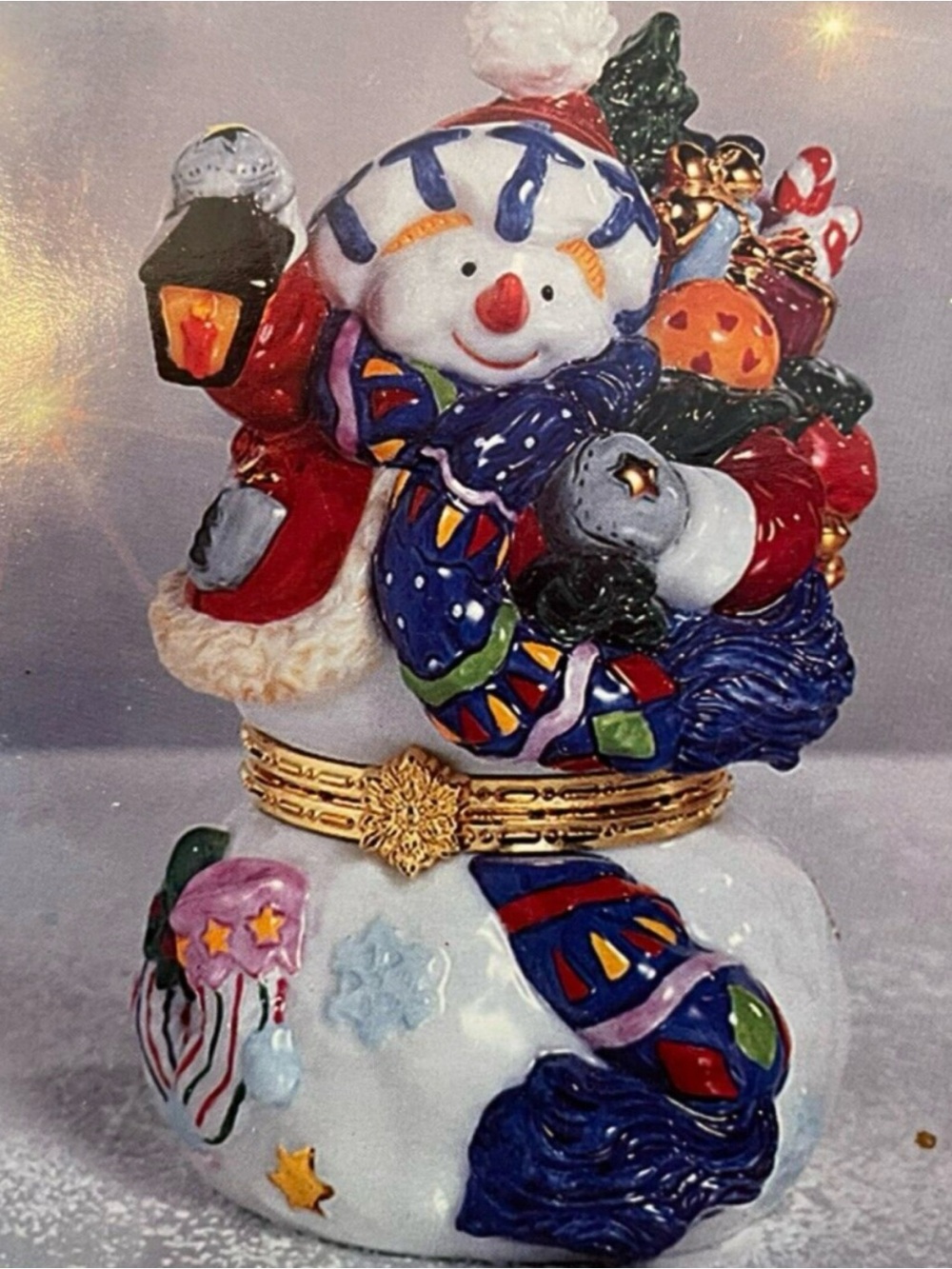 VTG Traditions Porcelain Snowman Hinged Trinket Box – Christmas Keepsake Decor